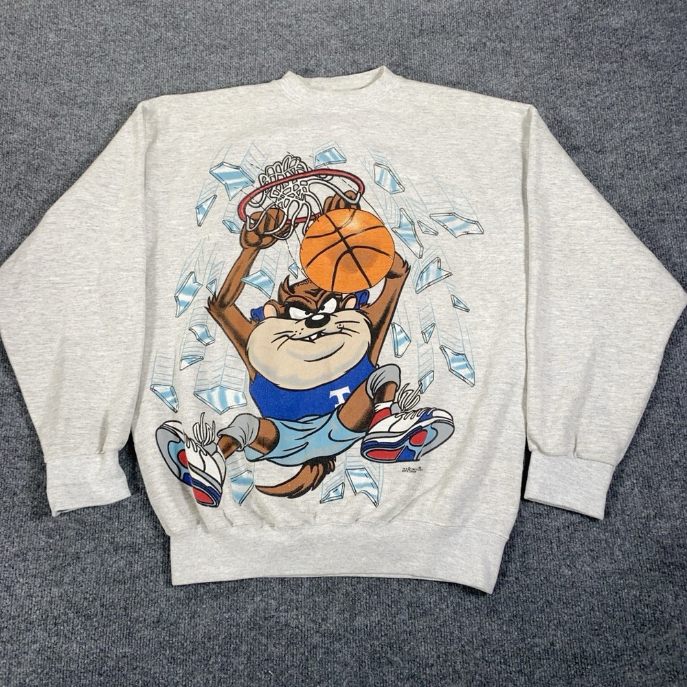 VTG Tultex '93 Tasmanian Devil Looney Tunes AOP Crewneck Sweater‎ Men's XL USA